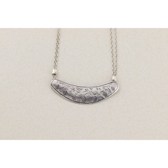 Sterling Silver Etched Lunar Necklace 18" to 20" Silpada - Picture 5 of 8